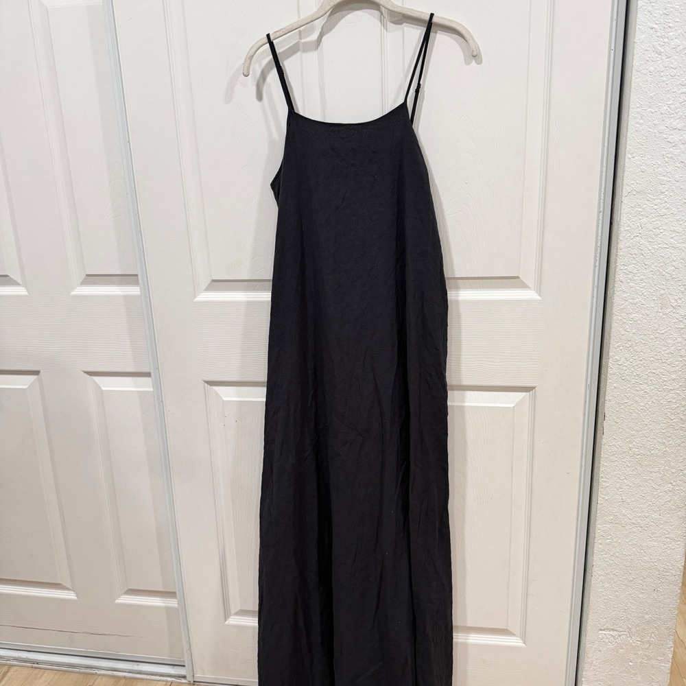 By Together Black Low Back Maxi Dress Small L5561 Adjustable Straps Cotton Blend